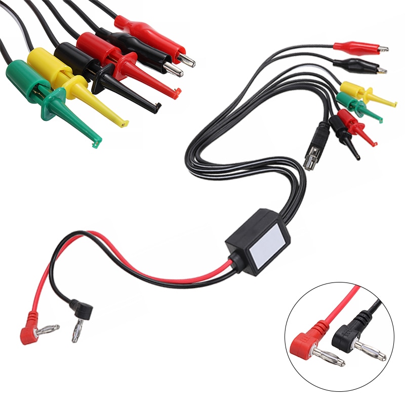 Practical Power Supply Test Lead Cable Wire Kit 2 Alligator Clip 2 Banana Plug 4 Hook Clip For Mobile Phone Repairing Mayitr