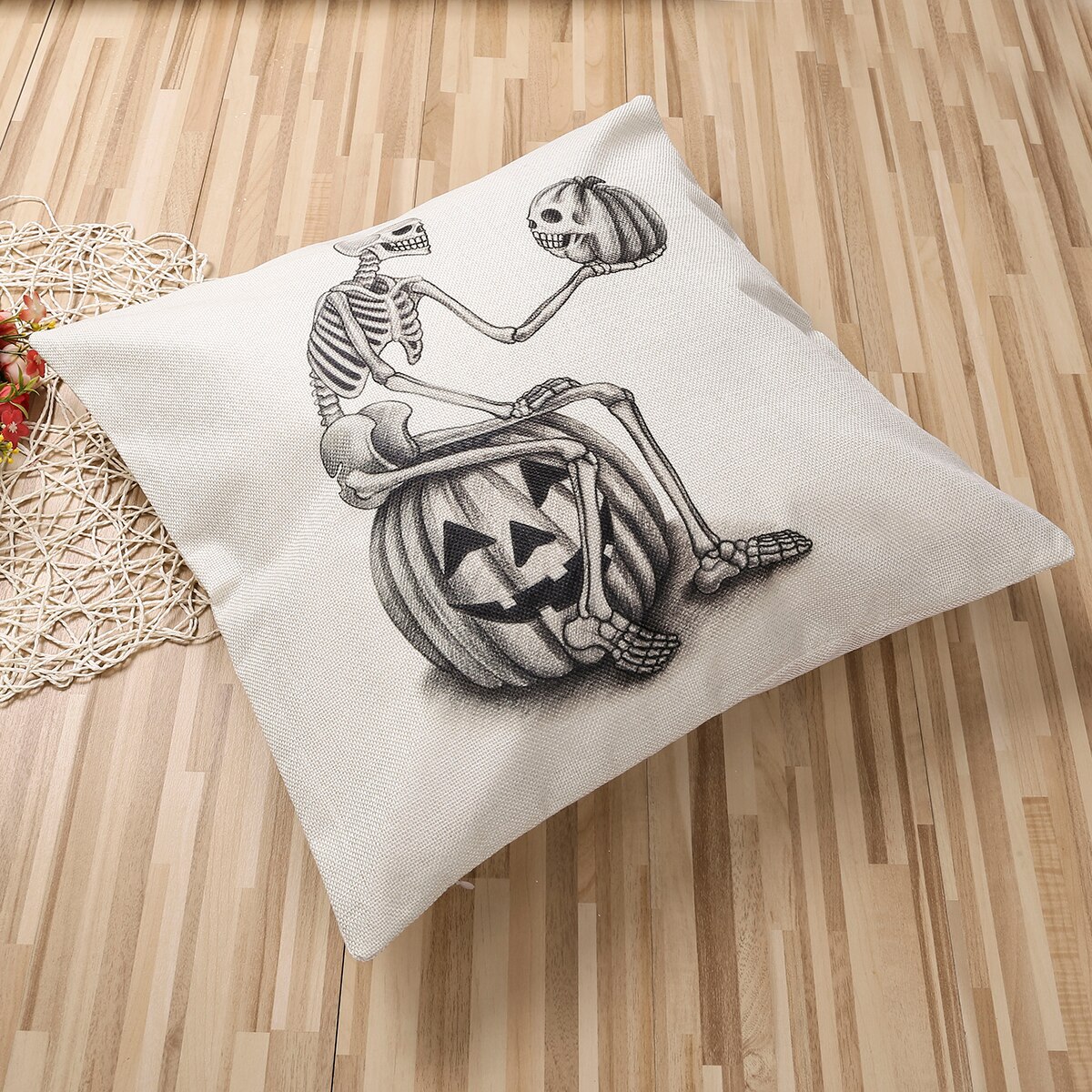 Couvertures d'oreiller d'halloween, couvertures décoratives de coussin de jet d'impression de fantôme de citrouille de crâne heureux pour le Décor de lit de Sofa de Sofa
