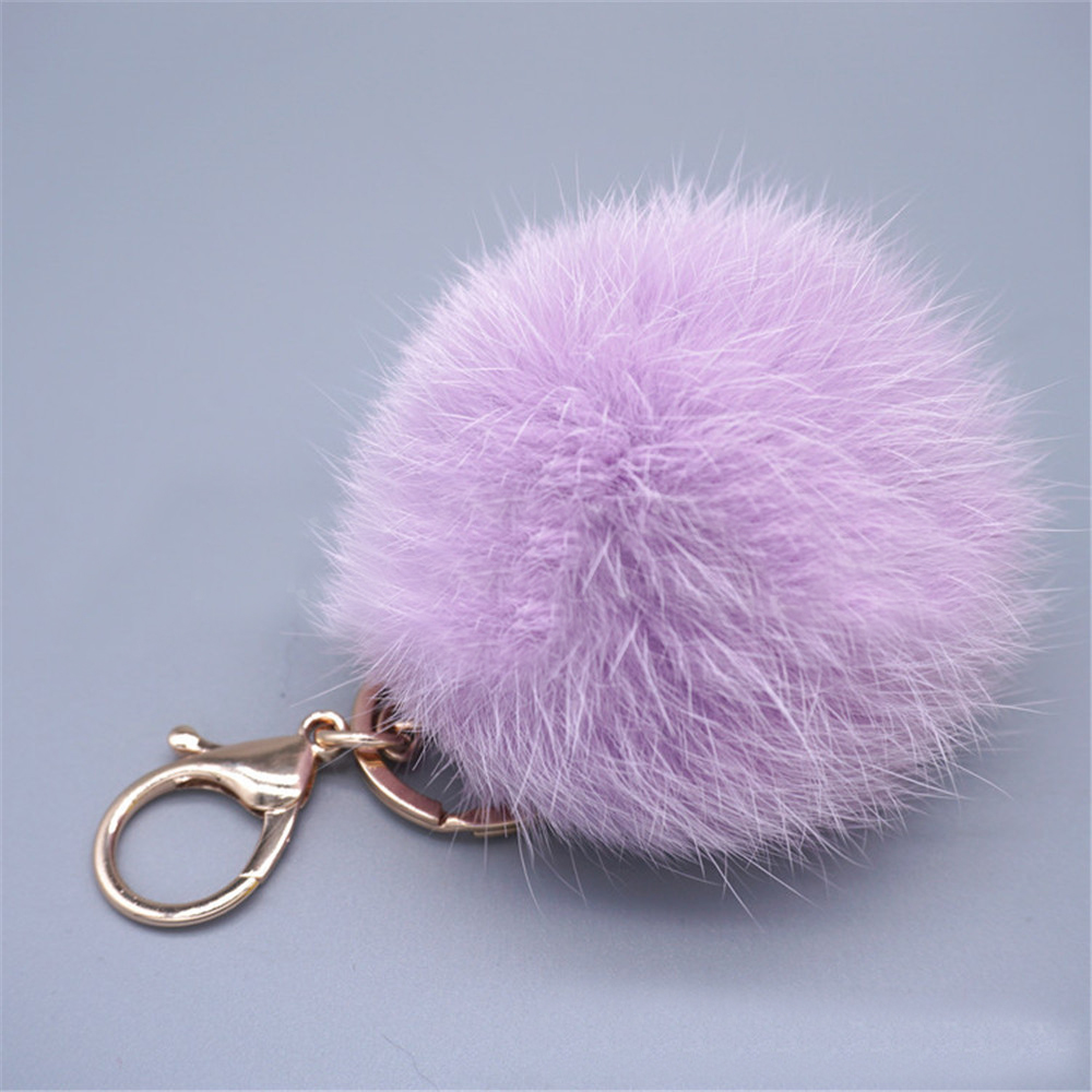 Porte-Clés Lapin En Cuir Pompon Boule - Pendentif Sac Voiture, Doux Et Adorable