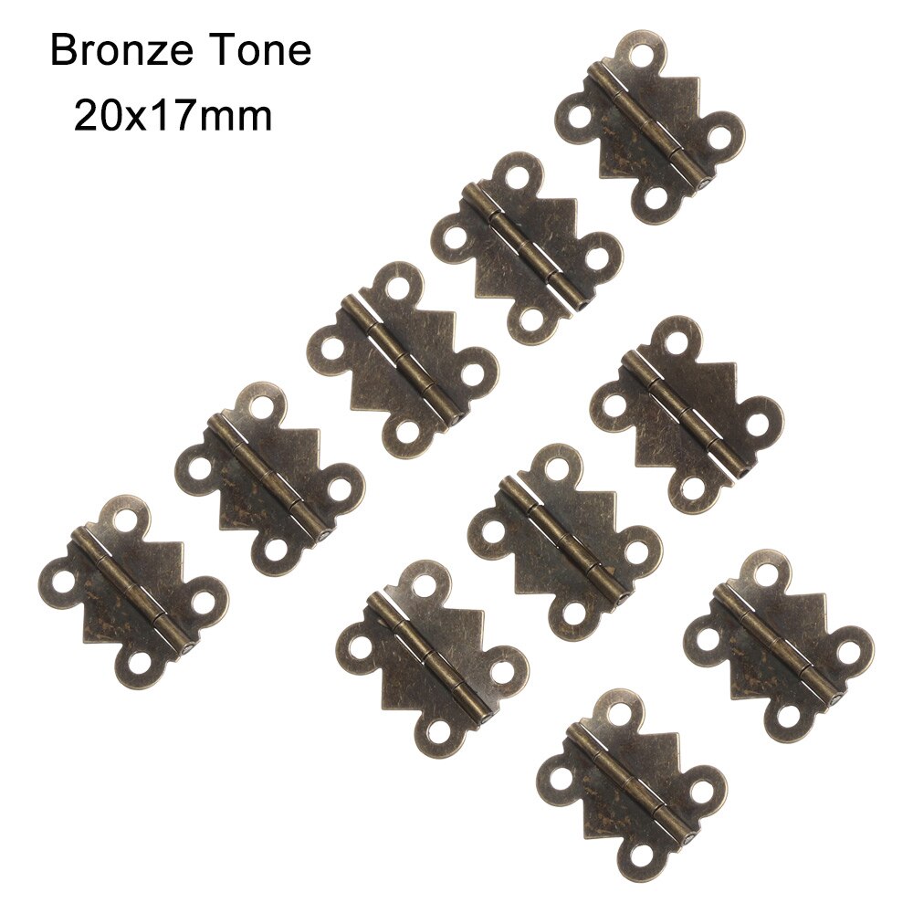 10pcs 180 ° Vlinder Antieke Bronzen Scharnieren Sieraden Houten Doos Wijn Case Decor Scharnier met schroeven Meubels Hardware Meerdere size: Bronze Tone-20x17mm