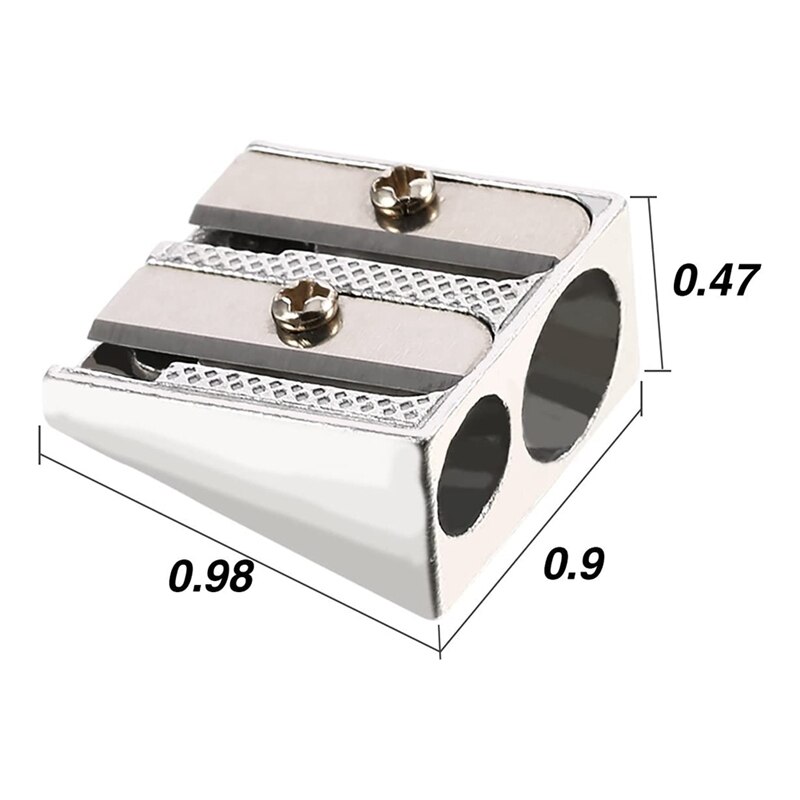 36 Pack Metal Pencil Sharpeners Silver Double Hole Aluminum Alloy Manual Pencil Sharpeners for Most Size Pencils