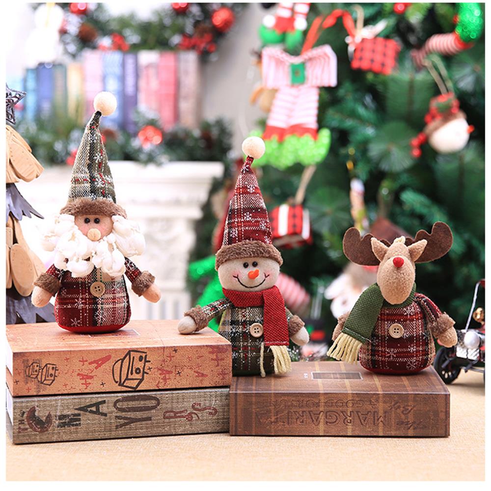Glædelig juletræ ornamenter tegneserie juledukke børn snefnug plaid julemand elg dukke til hjem år