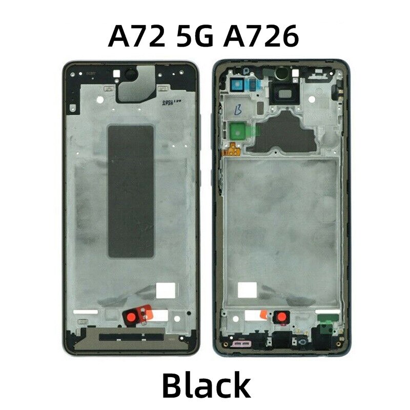 Voor Samsung A72 4G/5G SM-A725 SM-A726 Telefoon Screen Plaat Panel Lcd Bezel Voorframe Behuizing Midden chassis Reparatie Onderdelen: A72 5G Black