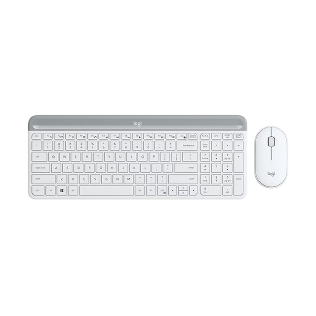 Logitech MK470 Wireless Keyboard Mouse Combo Ultra-Thin 2.4G Silent 1000DPI Slim Keboards Mice Set For PC Laptop Office Original: white