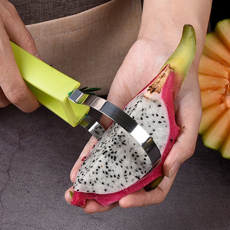 4 En 1 Bola de melón de acero inoxidable redondo y fruta conjunto de herramienta de talla para fruta máquina de cortar excavar Pulpa de sandía de