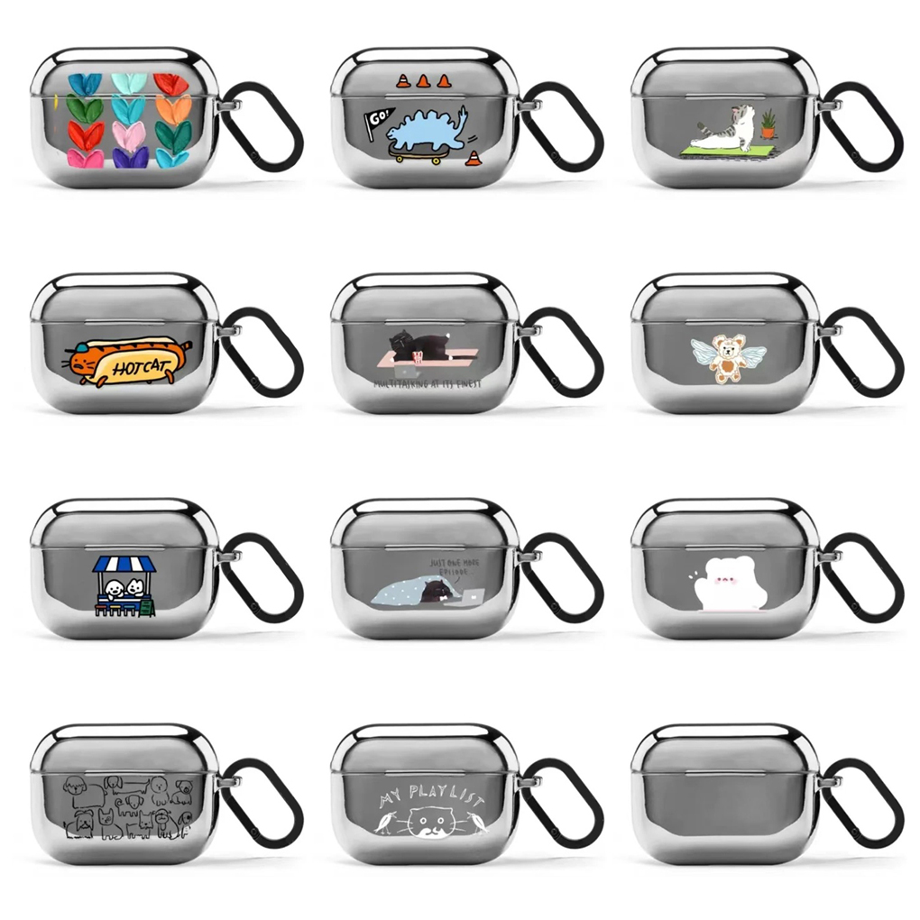 Colorful Hearts Electroplated Case for AirPods 3 4 Pro Pro2 Earbuds Cover