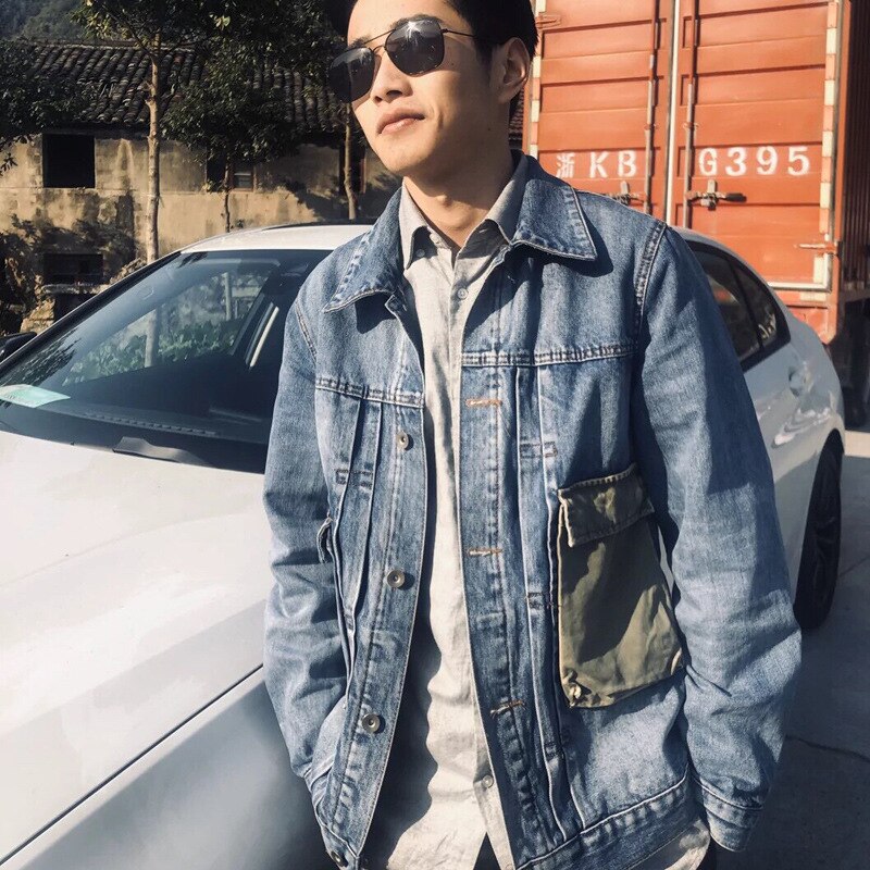 Vanchenl Casual denim jas voor dames, oversized, button up, turn down kraag, losse lange mouwen, halflange mantel, zwart, S