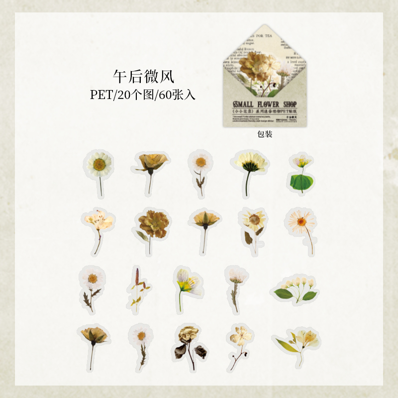 Retro Dried flower specimen PET Deco Stickers Plant Flower Leaf Transparent Bullet Journaling Accessories Aesthetic Stickers: 7