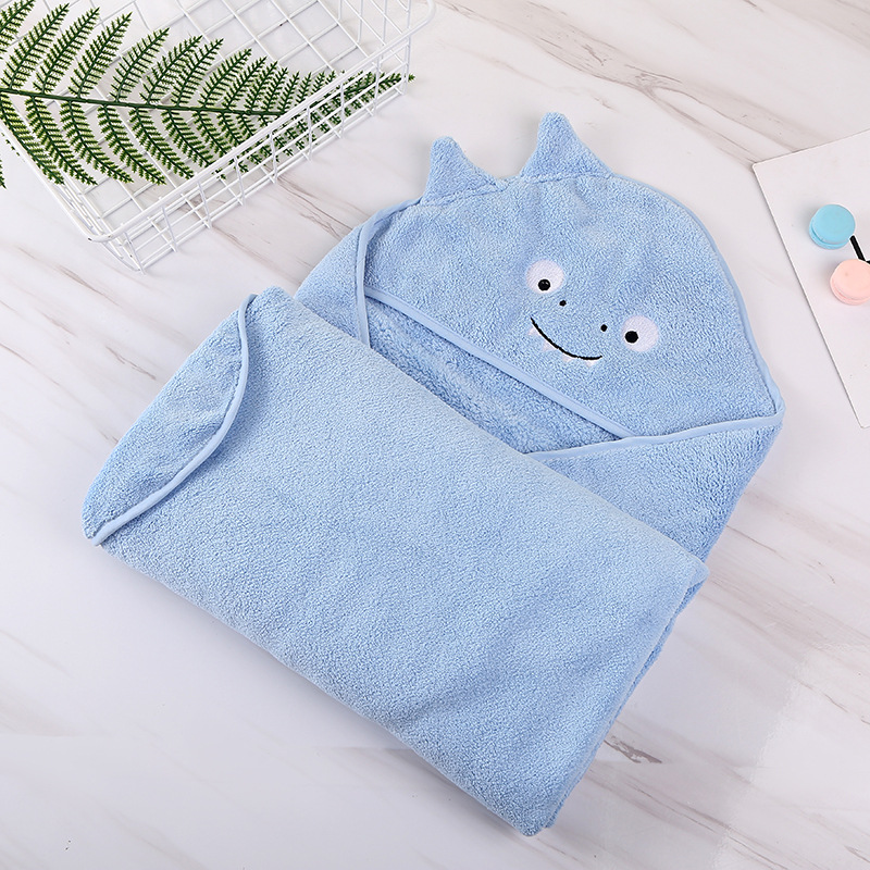 Serviette de bain en velours pour bébé, Poncho toala, 90x90cm, à capuche molletonnée, couverture pour -né, Spa: Bleu