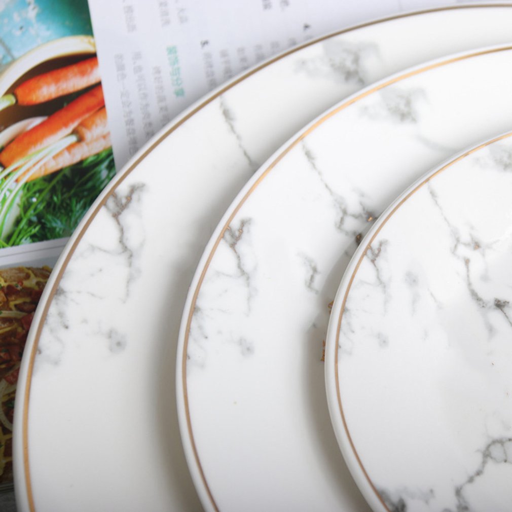 plate European Style Marble Pattern Ceramic Tableware Plate dinner plates Kitchen Dinnerware Dinner Plate