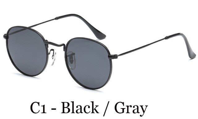 Lvvkee metalliset retro pyöreät aurinkolasit naisten klassiset hd polarisoidut aurinkolasit miehille ajo oculos de sol naaras: C1