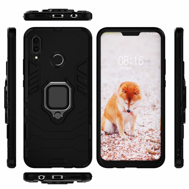 Stoßfest Rügestochen fallen Für Huawei Nova 3 fallen Ring-Halfter-Stand Telefon Abdeckung Für Huawei Nova 3i Nova3i INE-LX2 INE-LX9 nova3 3 ich: Pro Huawei NOVA 3 / Schwarz