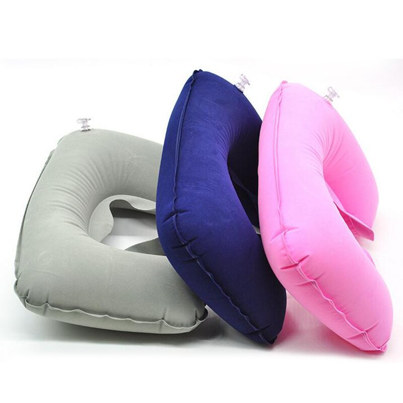 1pc U Shaped Travel Pillow Neck Support Headrest Soft Portable Inflatable Colorful Soft Cushion For AirPlane Car Home