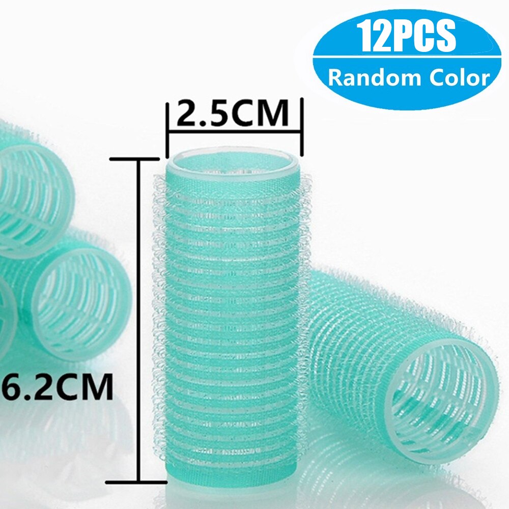 Jumbo taille cheveux rouleaux ensembles 12 Pack auto Grip Salon de coiffure bigoudis bigoudis bricolage bouclés coiffure rouleaux espiral: 2.5cm x 12pcs