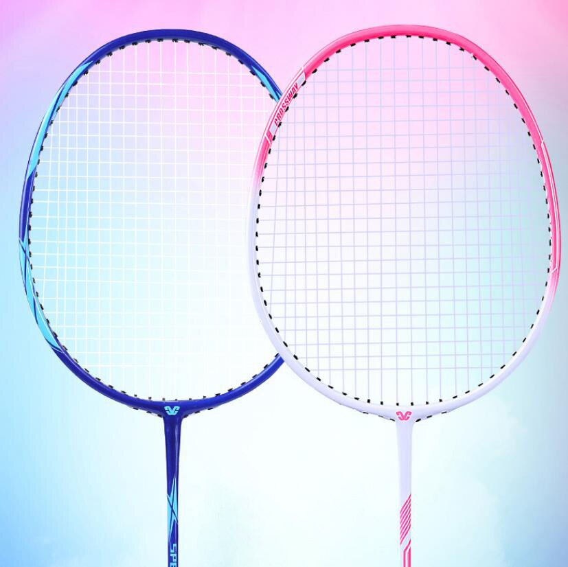 Ultra Light Double Badminton Racquet Carbon Lightest Playing Badminton Whole 2pcs Elementary Exercises Badminton Rackets Set