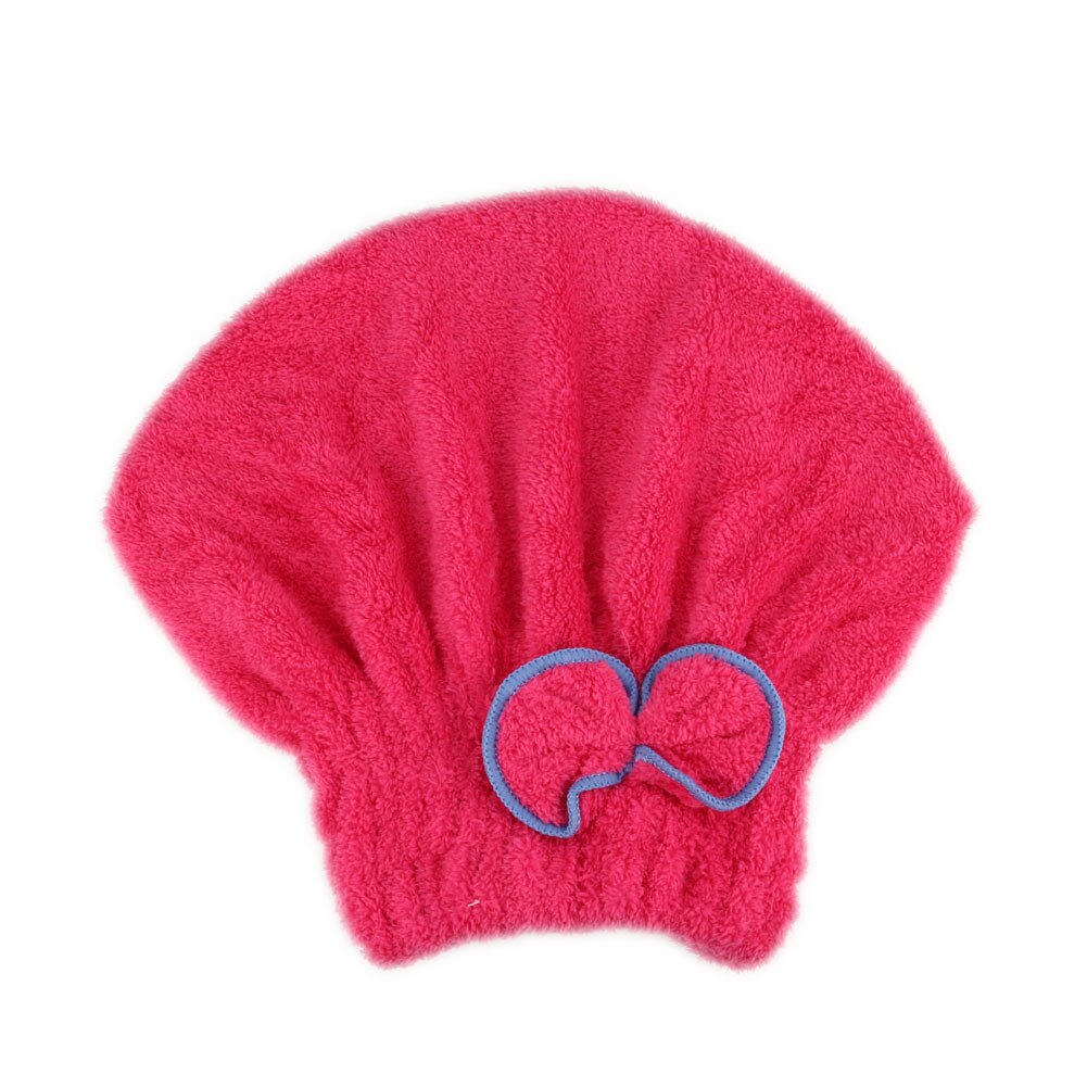 Microfibre Quick Hair Drying Bath Spa Bowknot Wrap Towel Hat Cap For Bathroom 7 Colors Solid Color Bathroom Accessories FPing: Rose Red