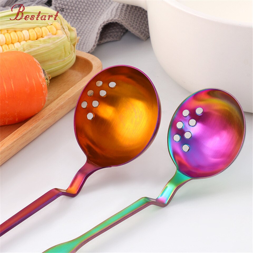 Curved Hanging Long Handle Ladle Spoon Pot Big Colander Strainer Spoon Soup Ladle Stainless Steel Kitchen Cooking Tool
