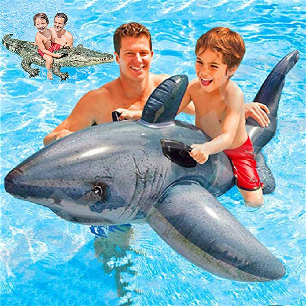 Jaws Shape Floating Toy Swimming Ring with Double Handle for Kids