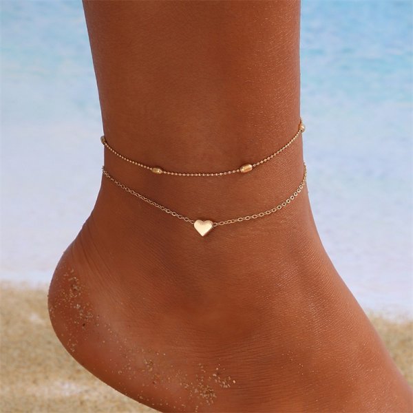 Tobillera bohemia multicapa con cuentas de arroz para mujer, tobilleras con colgante de estrella de mar a la , cadena de tobillo de playa de arena para verano, joyería en la pierna: Plata antigua
