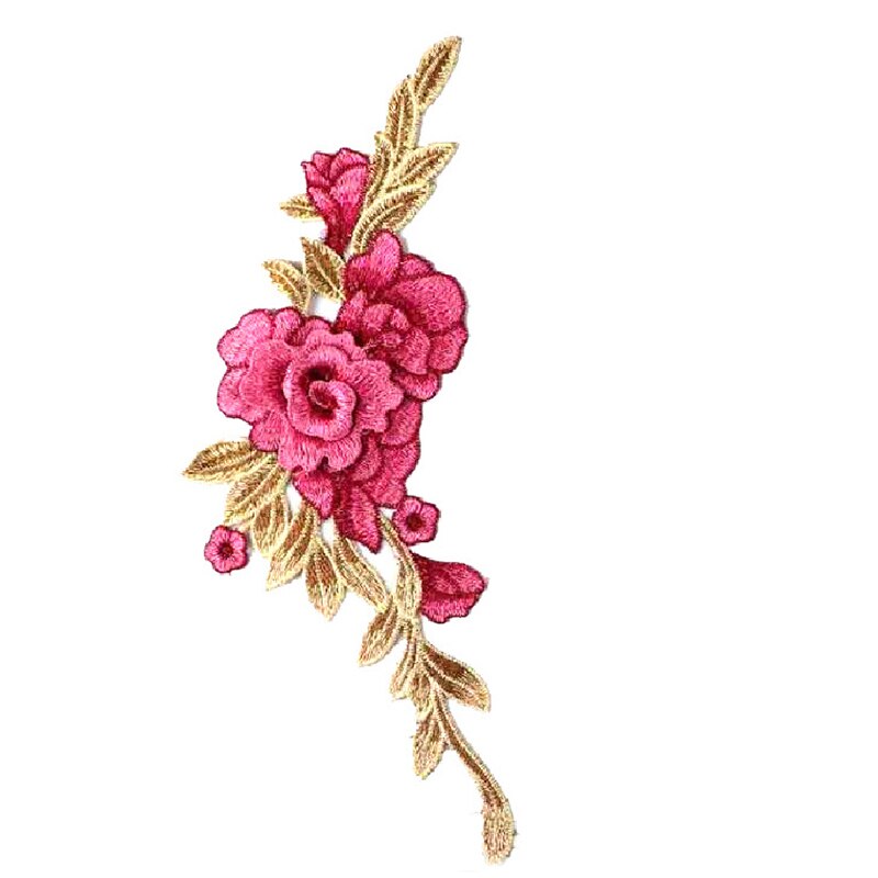 1pc 4D Red Rose Embroidered Sewing On Patch Flower Iron On Patch Stickers Clothes Badge Sewing Fabric Applique Supplies Patches: rose red