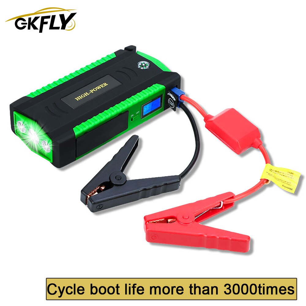 GKFLY High Capacity Car Jump Starter Power Bank 12V Portable Car Starter Starting Device Booster Starter with Cables Buster LED: Green