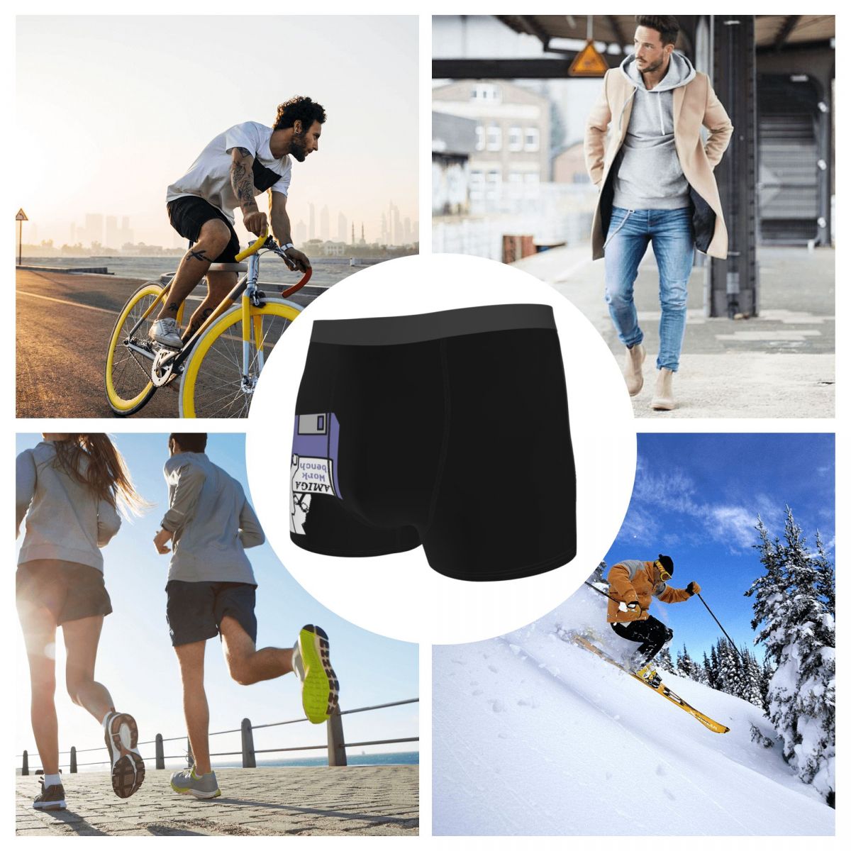 Boxer pour hommes, culotte Amiga, 500 Polyester, sous-vêtements, commodité C64 jeu Atari, banc de travail, culte rétro