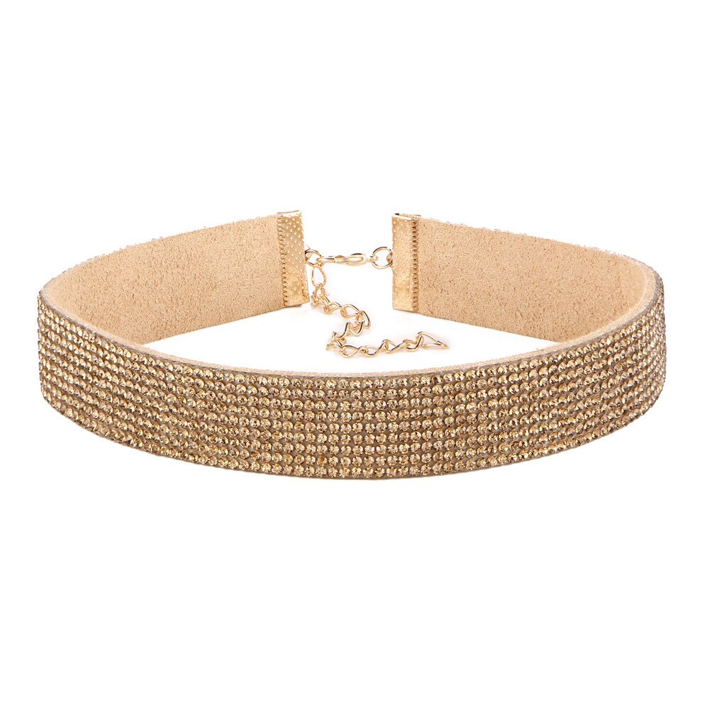Frauen Halsband Kristall Strass Charme Damen Schmuck Samt Halskette Gold Silber Farben Elegante Frauen Schmuck Bijoux # BC