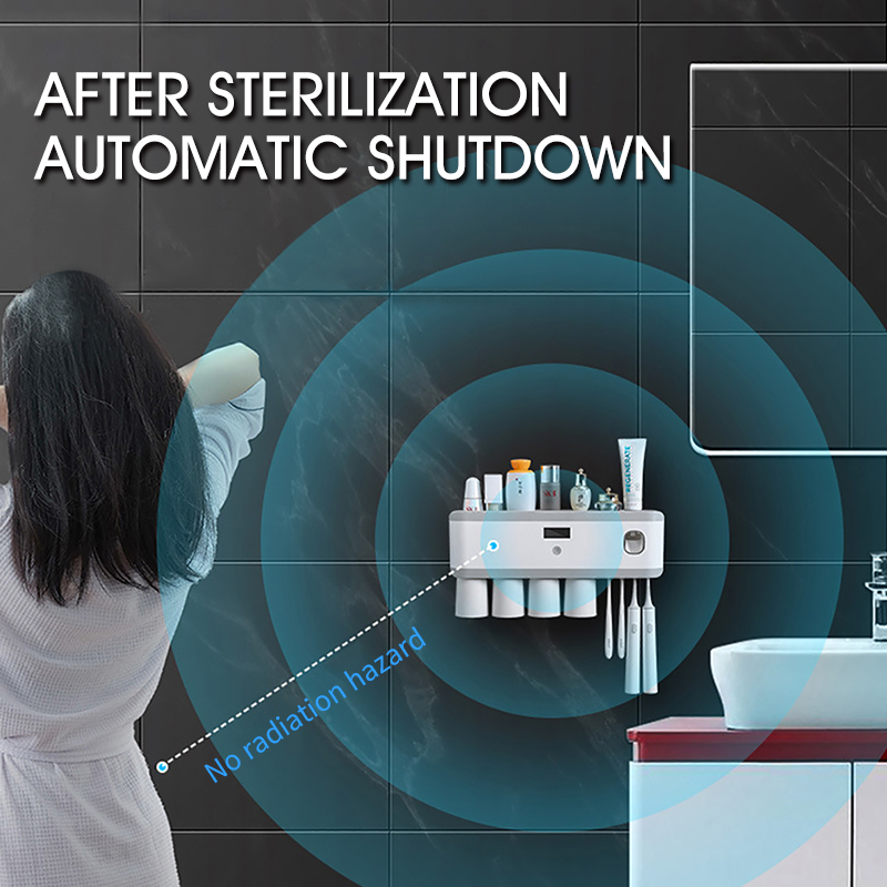 CMXIO UV Toothbrush Sterilizer Solar Energy Tooth Brush Holder Automatic Toothpaste Squeezer Dispenser Storage Rack Organizer