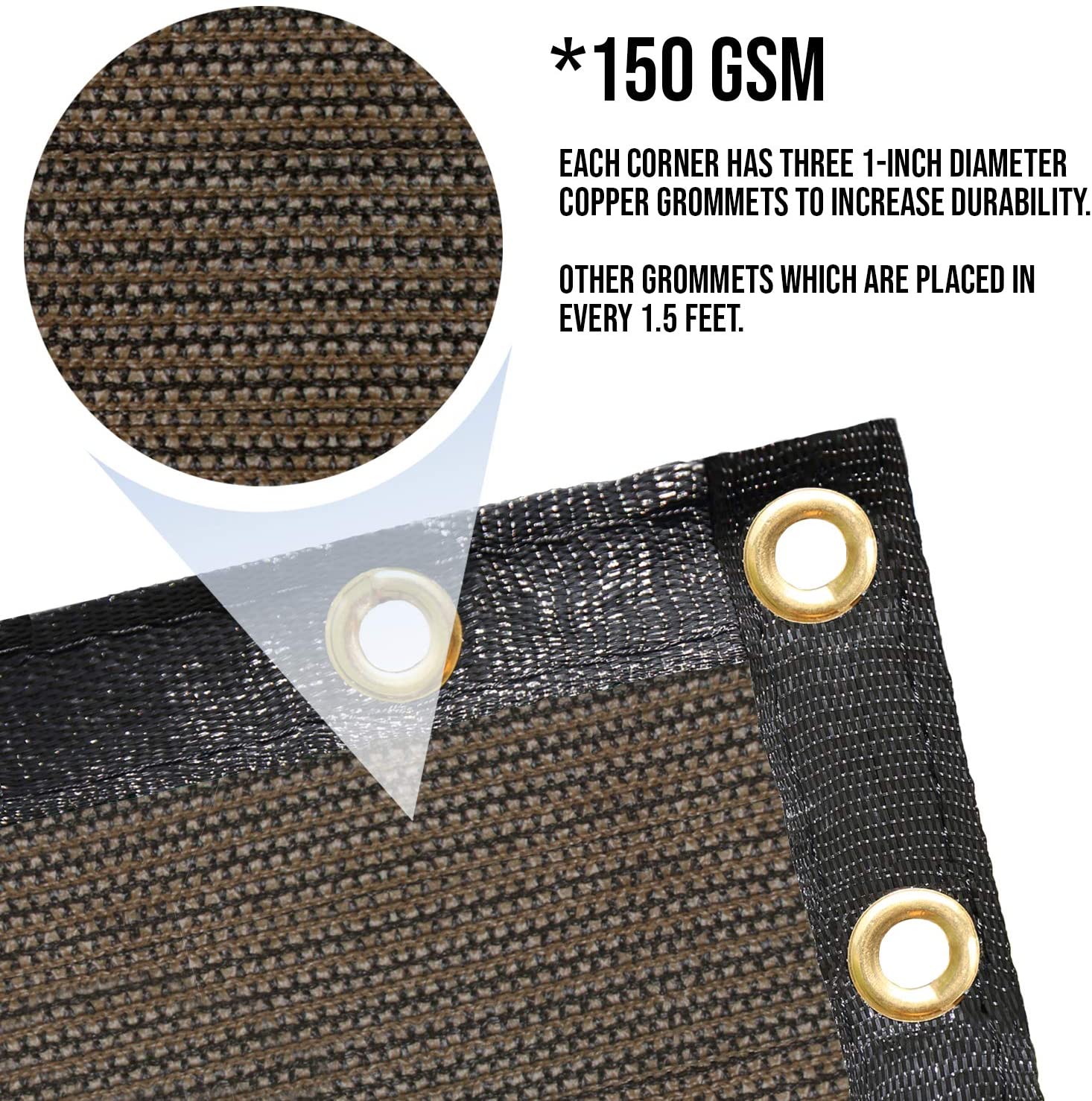 Multi-size Brown Balcony Deck Privacy Screen Cover, Outdoor Backyard Shade Windscreen Mesh Fabric 90% Commercial Grade 150GSM