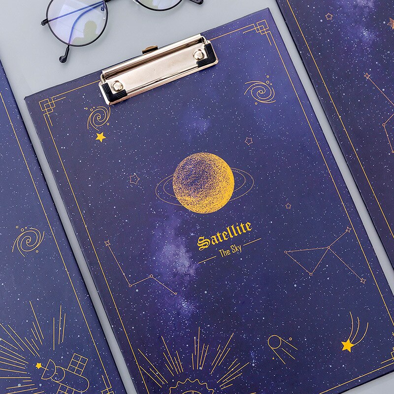 A4 Clipboard File Board Dream Starry Star Sky Clip Paper Clip Student Pad Board Word Folder