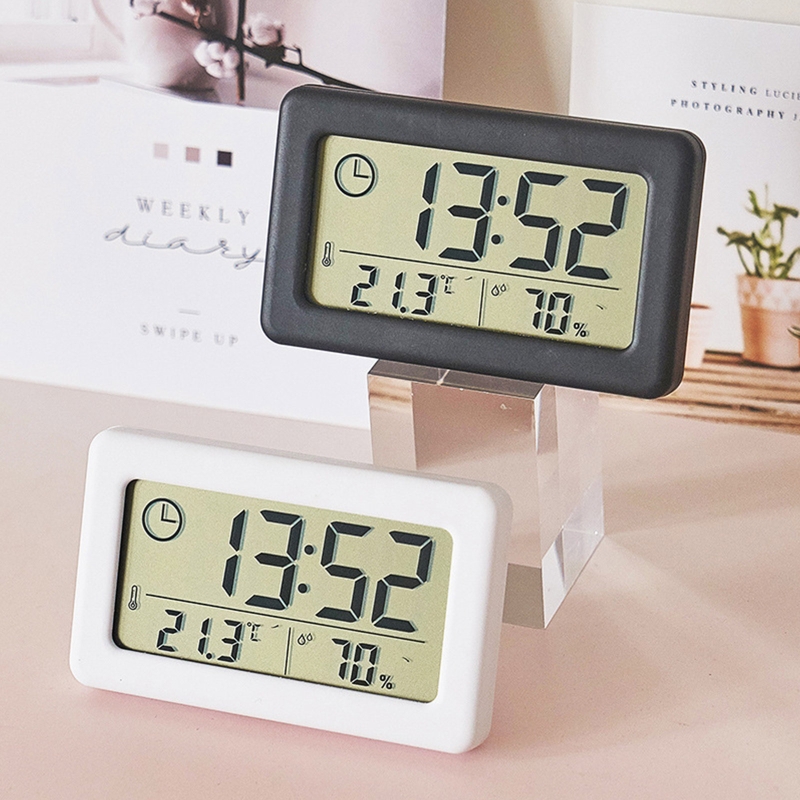 Digitale Wekker Thermometer Hygrometer Meter Elektronische Vochtigheid Monitor Klok Voor Thuis Slaapkamer Kinderen Kamer Decoratie