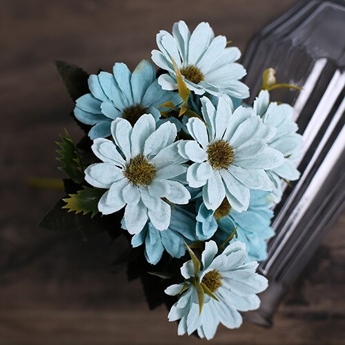 10 Hoofd Kunstbloemen Gerbera Tak Handgemaakte Diy Bloem Muur Boeket Nep Bloem Home Banket Bruiloft Kerst Decoratie: blue
