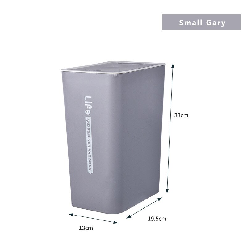 10/15L Nordic Press Waste Bin With Lid Kitchen Recycling Bins Bedroom Thickened Plastic Classification Trash Can: Gray-S
