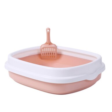 Cat Litter Box Splash-Proof Semi-Enclosed Detachable Cat Toilet With Spoon Deodorizing Cat And Kitten Cage Can Put Sandbox Suppl: Pink