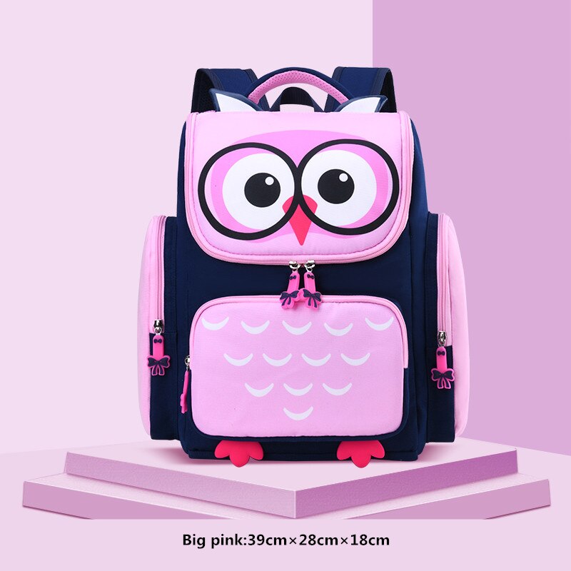 Okkid børn skoletasker til piger søde vandtæt dyr rygsæk skoletaske børn lyserød bogtaske grundskoletasker: Stor lyserød