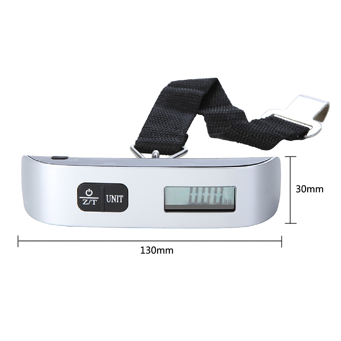 Báscula para maletas portátil, báscula electrónica Digital para equipaje de 50kg/110lb, bolsa de viaje con mango, pesaje, gancho para colgar balanza: 50kg 10g Sliver