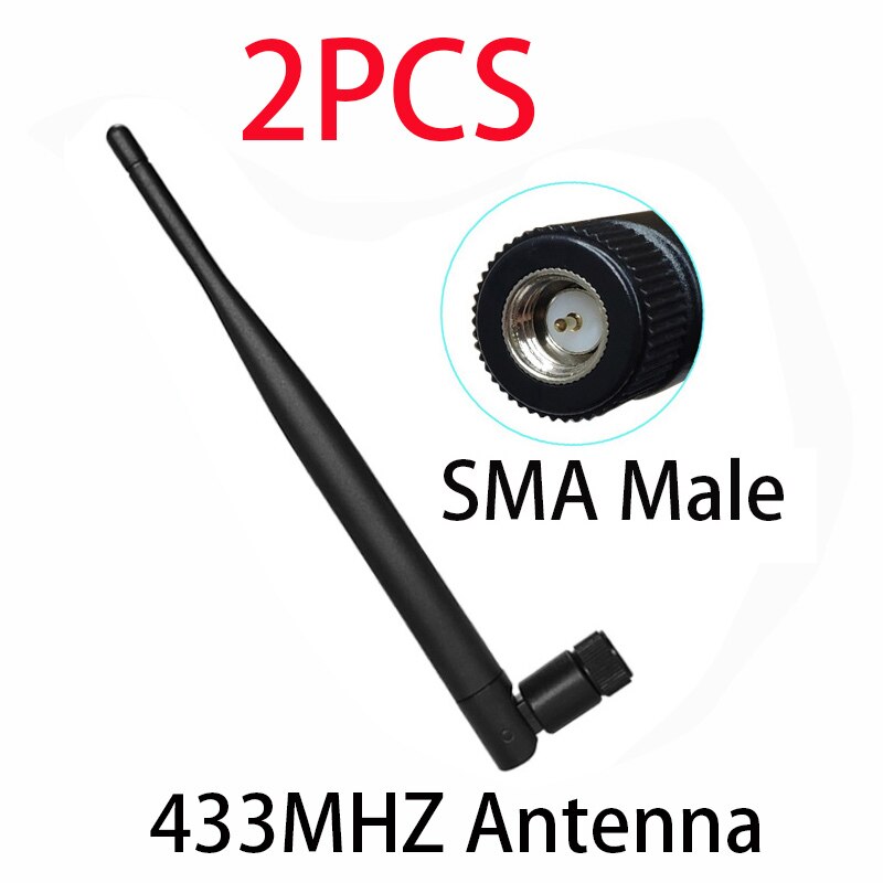 2pcs 433Mhz Antenna 5dbi GSM 433 IOT RP-SMA Connector Rubber waterproof Lorawan antenna+ IPX to SMA Male Extension Pigtail Cable: 2PCS M
