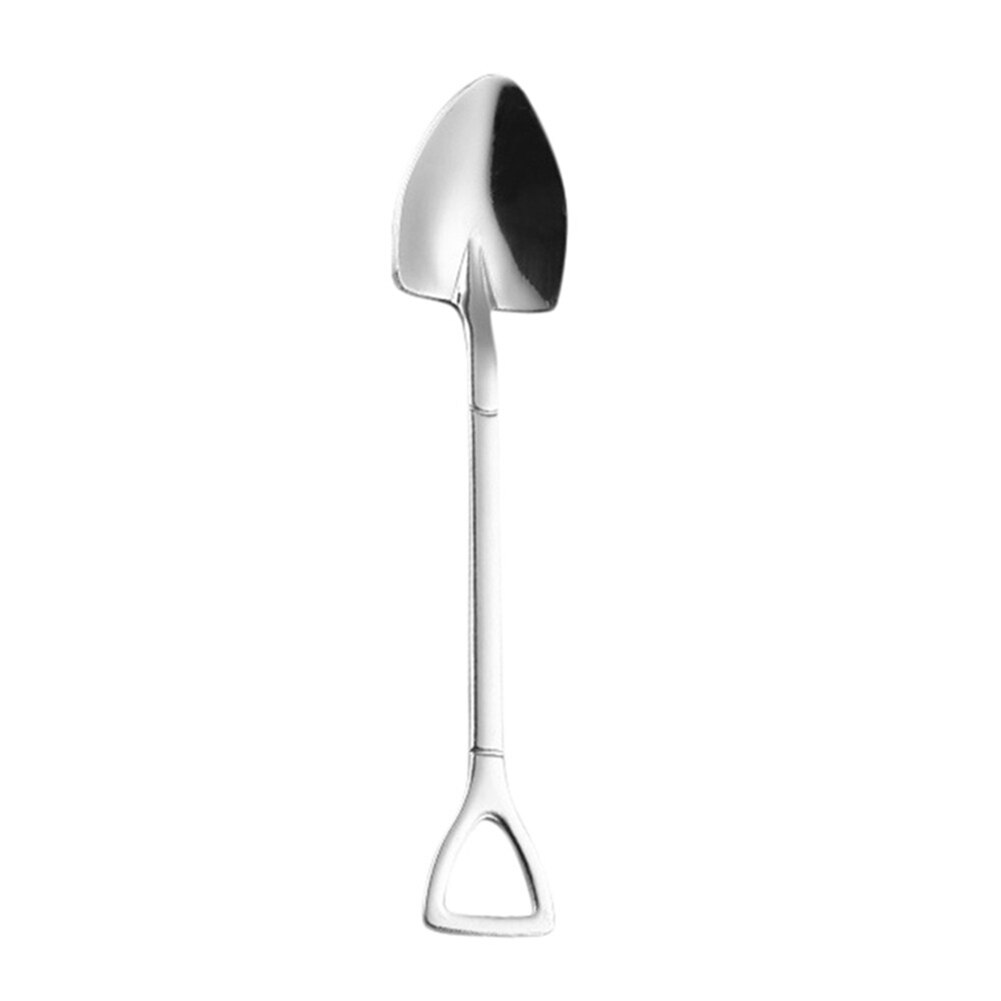 Colorful Metal Spoons Forks Stainless Steel Small Shovel Ice Cream Spoon Fork Tableware Coffee Stirring Spoon Kitchen Accessory: silver spoon