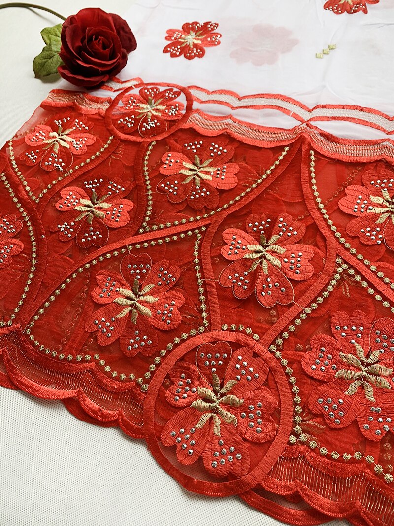 Chiffon Sjaal Afrikaanse Vrouwen Hijab Sjaal, Borduren Chiffon Sjaal Big Size Sjaal Voor Sjaals EC986