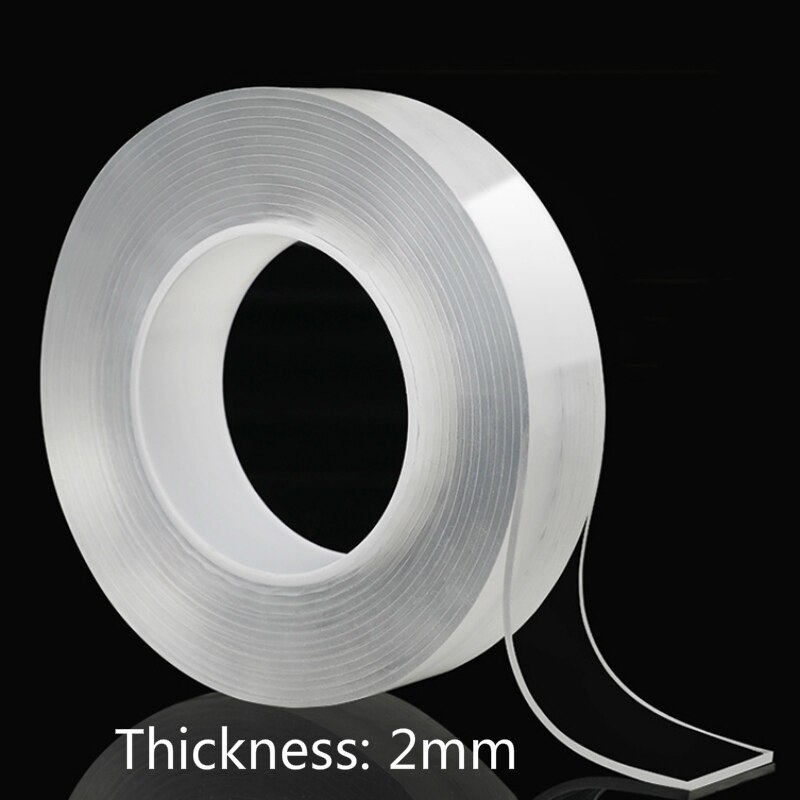 Nano cinta mágica transparente reutilizable, adhesivo de doble cara extraíble lavable para exteriores, hogar, coche y oficina, 1/2/3/5m