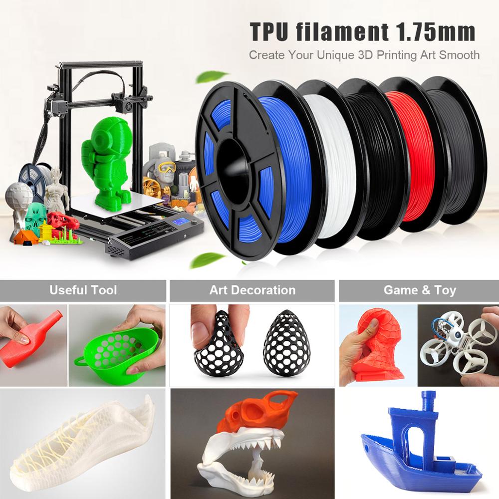 3D Printing Filament TPU Flexible Filament TPU filament Plastic For 3D Printer 1.75mm 0.5kg Printing Materials yellow color