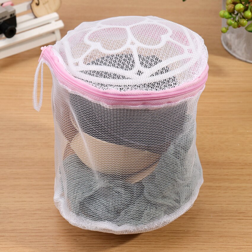 1PC Folding Bra Wash Bag Underwear Bra Sock Washing Clothes Net Mesh Zip Bag Pink Home Woman Bra Laundry Bag 150X175mm