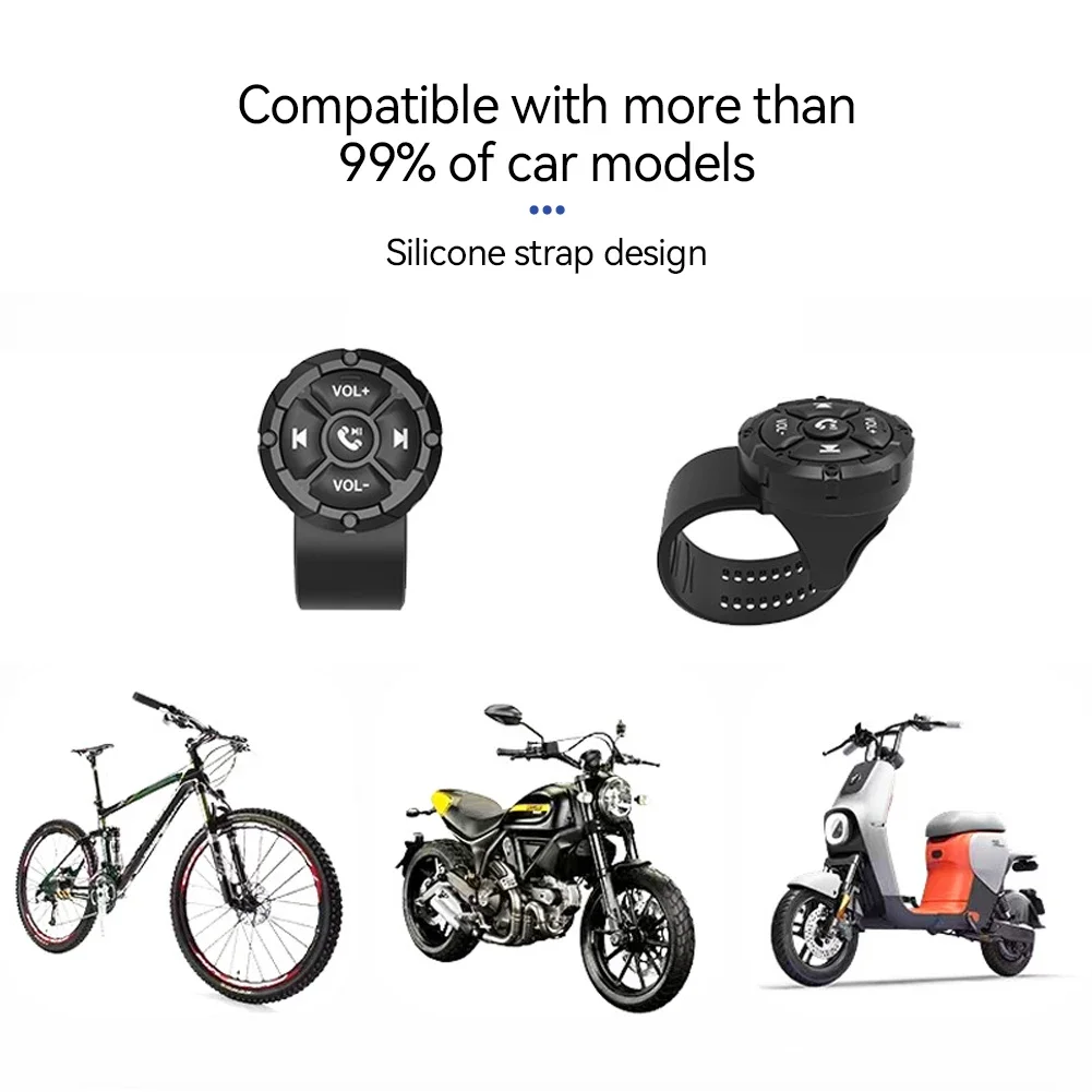 Pulsante multimediale Bluetooth telecomando IPX6 tipo cinturino impermeabile controllore senza fili per volante per auto, bici, moto