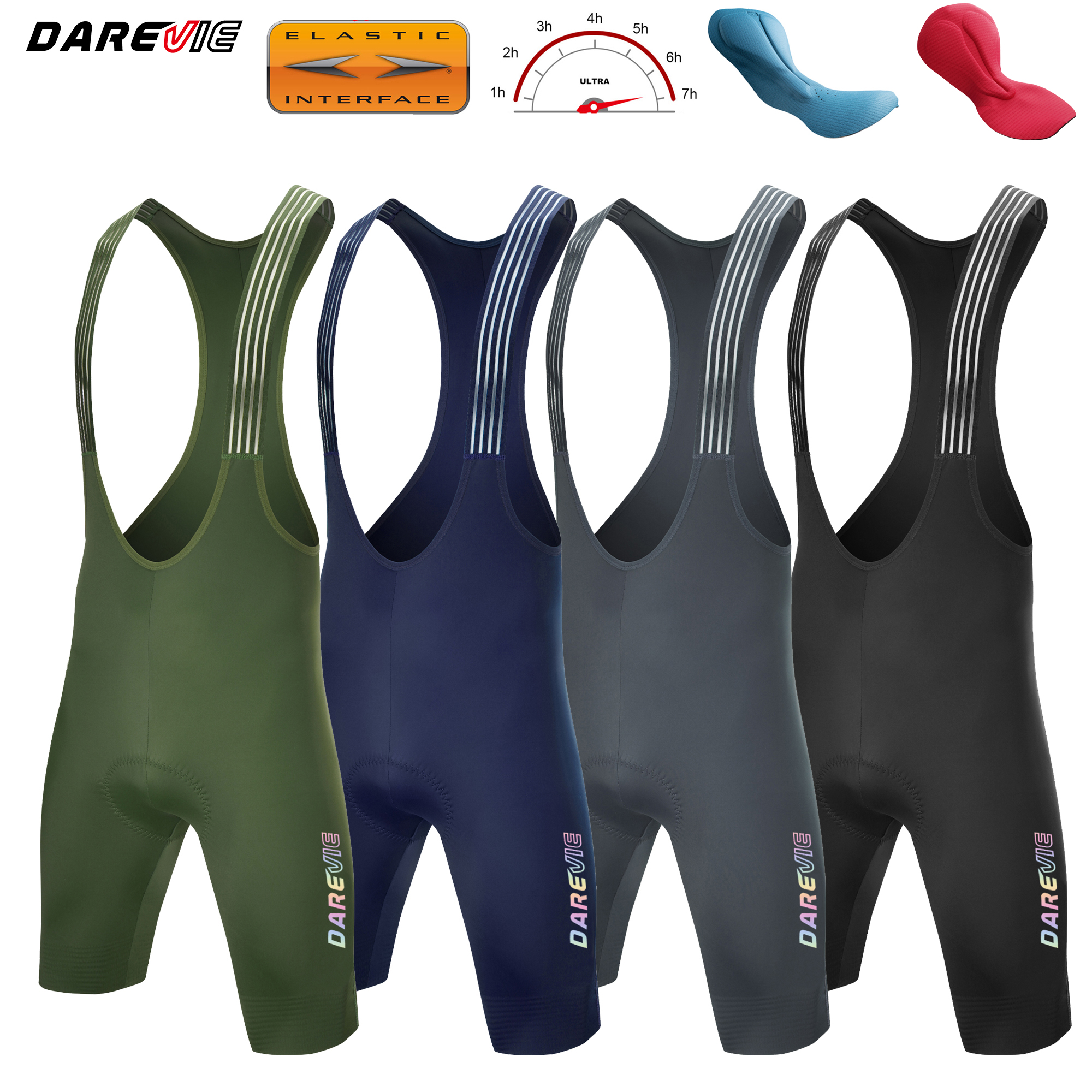 DAREVIE cuissard de cyclisme sans couture 4.0 italie élastique-interface Pad short de cyclisme diamant jambe pince hommes Bretelelle Shorts