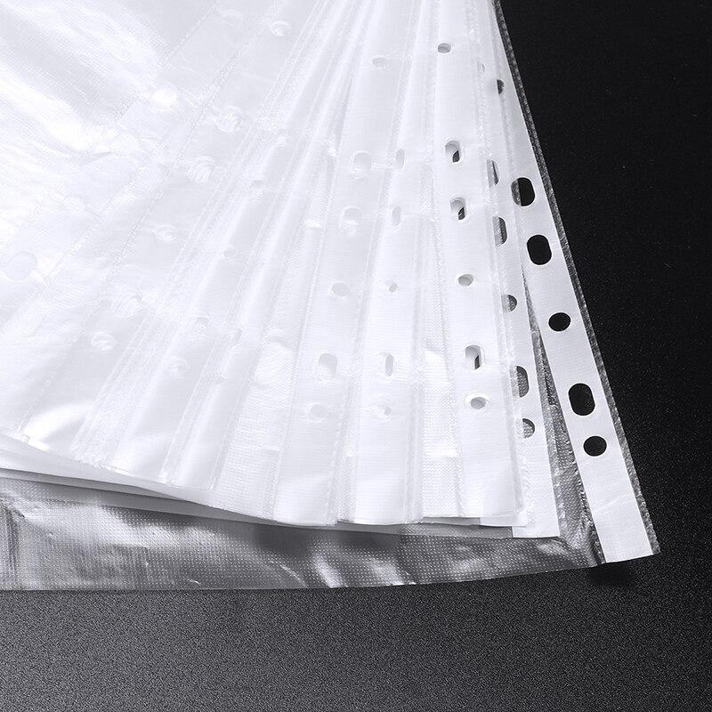 100pcs A4 File Folder 11 Holes Loose Leaf Transparent Paper Storage Bag Documents Sheet Protector Organizer Documents Folder Bag