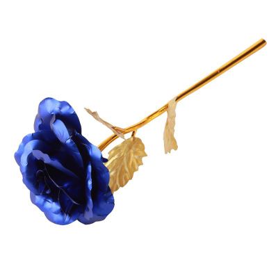 1PCS Gold Foil Plated 24k Golden Rose Lover'S Flower Artificial Flower Birthday Valentine'S Day Wedding Decoration: Blue