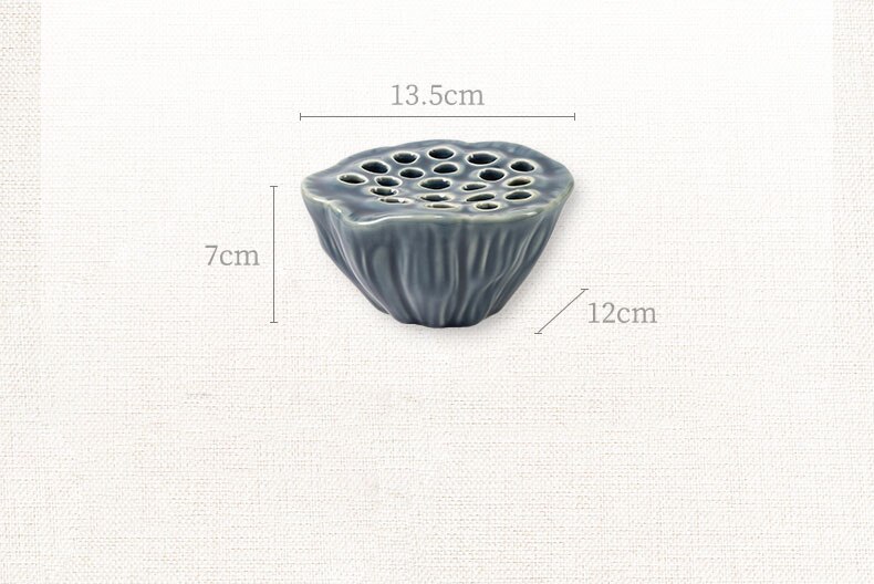 Ceramic Lotus Seedpod Japanese Ikebana Flower Arrangement Vase Tea Table Desktop Small Flower Pot Plate Decoration