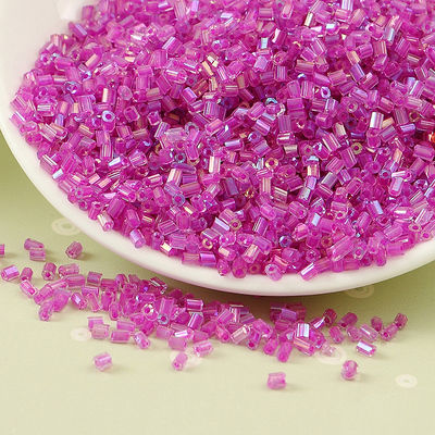 20g/1440 st 2mm ab genomskinliga glaspärlor bugelrör pysselpärlmaterial handgjorda halsringning korsstygn broderitillbehör: H213 fuchsia