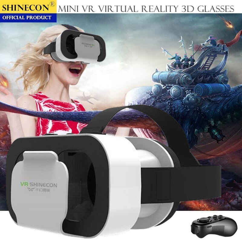 Originele Vr Virtual Reality 3D Bril Case Stereo Vr Google Kartonnen Headset Voor Ios Android Smartphone, Bluetooth Joystick
