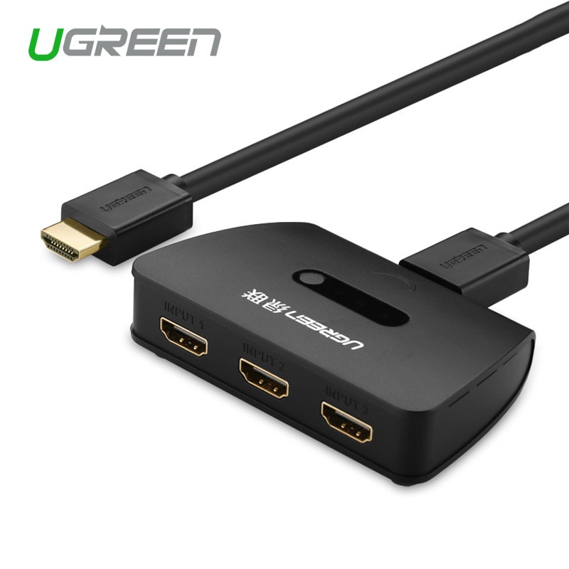 Ugreen 3 port hdmi switch 1080p switcher hdmi splitter hdmi port til xbox 360 ps3 ps4 android hub 3 input  to 1 out hdmi adapter